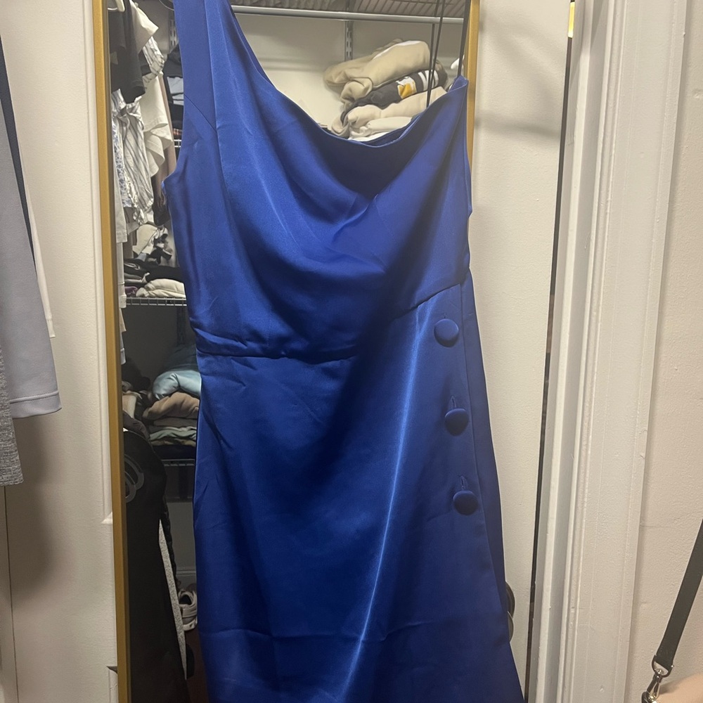 Elegant Blue One-Shoulder Dress